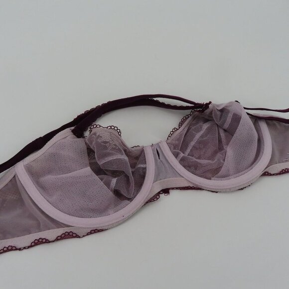 Victorias Secret 32DDD Body By Victoria Unlined Demi Underwire Purple Lace Bra - Picture 8 of 15